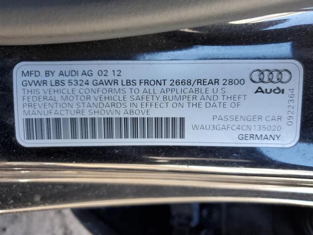 WAU3GAFC4CN135020 - 2012 AUDI A7 PRESTIGE BLACK photo 12