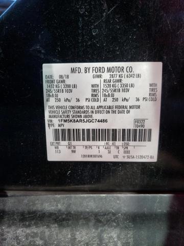 1FM5K8AR5JGC74486 - 2018 FORD EXPLORER POLICE INTERCEPTOR BLACK photo 13