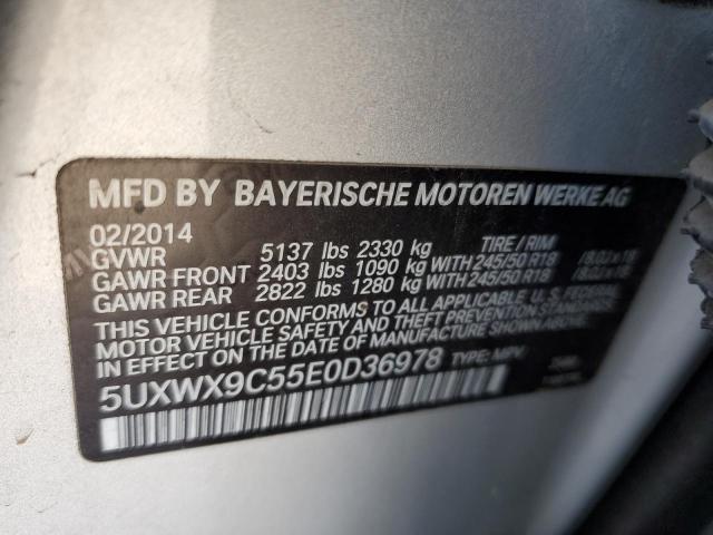 5UXWX9C55E0D36978 - 2014 BMW X3 XDRIVE28I SILVER photo 12