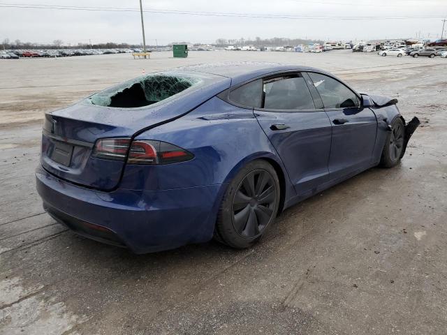 5YJSA1E59NF490172 - 2022 TESLA MODEL S ლურჯი ფოტო 3