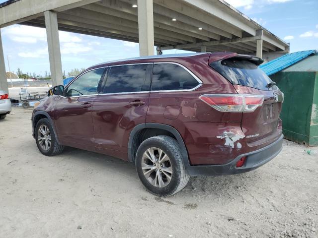 5TDKKRFH7ES006287 - 2014 TOYOTA HIGHLANDER XLE BURGUNDY photo 2
