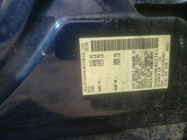 1N4AA51E99C822385 - 2009 NISSAN MAXIMA S BLUE photo 12