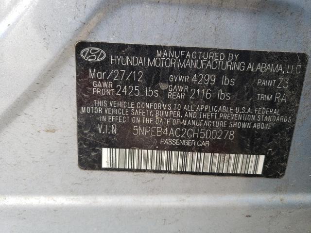 5NPEB4AC2CH500278 - 2012 HYUNDAI SONATA GLS BLUE photo 12