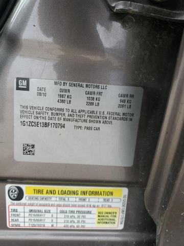 1G1ZC5E13BF170794 - 2011 CHEVROLET MALIBU 1LT 棕色 照片 12