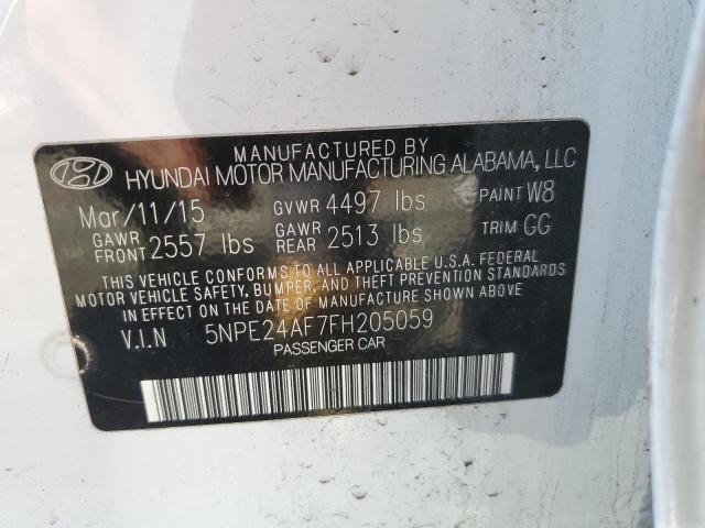 5NPE24AF7FH205059 - 2015 HYUNDAI SONATA SE WHITE photo 12