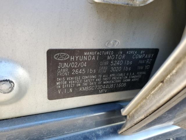 KM8SC73D44U811608 - 2004 HYUNDAI SANTA FE GLS SILVER photo 12