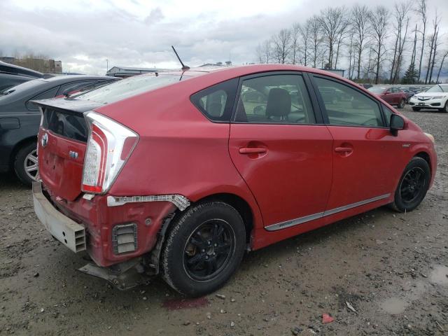 JTDKN3DU4C5457300 - 2012 TOYOTA PRIUS RED photo 3