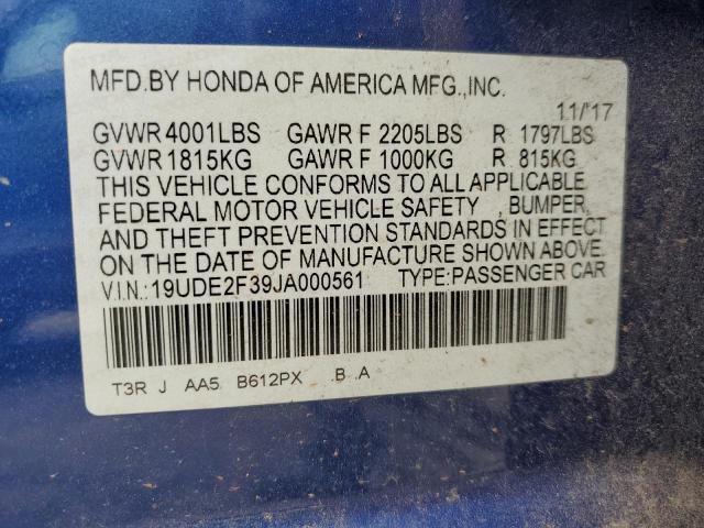 19UDE2F39JA000561 - 2018 ACURA ILX BASE WATCH PLUS BLUE photo 12