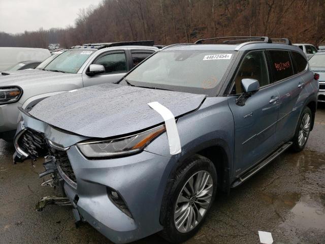 5TDEBRCH7MS028922 - 2021 TOYOTA HIGHLANDER HYBRID PLATINUM BLUE photo 1