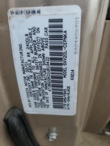 4T1BG22K01U813410 - 2001 TOYOTA CAMRY CE TAN photo 12