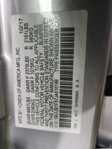 19UUB1F57JA010199 - 2018 ACURA TLX TECH SILVER photo 13