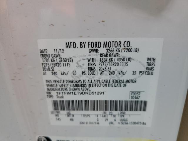 1FTFW1ET9DKD51291 - 2013 FORD F150 SUPERCREW WHITE photo 12