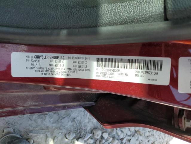 1C3CCCCB6FN592605 - 2015 CHRYSLER 200 C RED photo 13