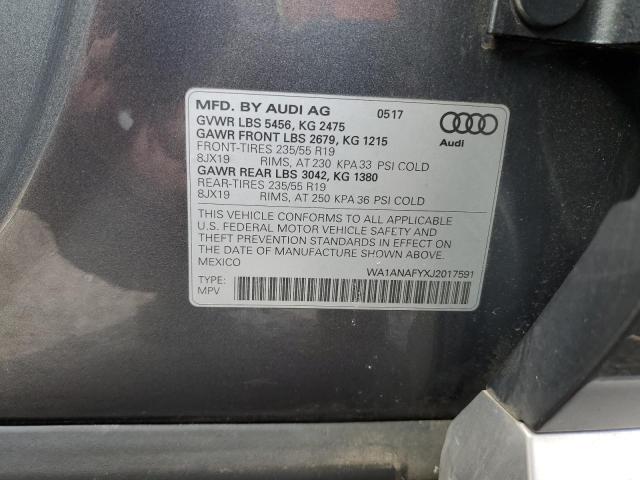 WA1ANAFYXJ2017591 - 2018 AUDI Q5 PREMIUM GRAY photo 12