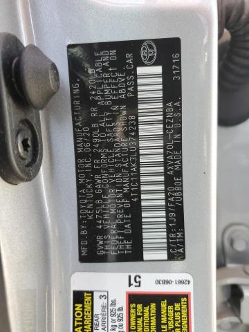 4T1C11AK3LU374238 - 2020 TOYOTA CAMRY LE SILVER photo 12