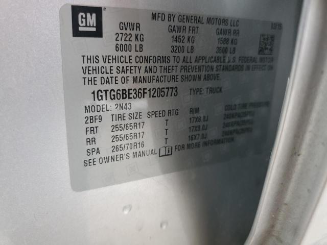 1GTG6BE36F1205773 - 2015 GMC CANYON SLE SILVER photo 12