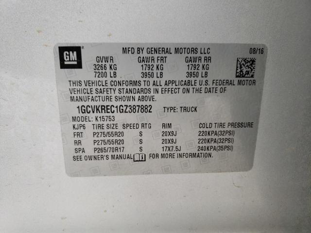 1GCVKREC1GZ387882 - 2016 CHEVROLET silverado K1500 LT SILVER photo 12