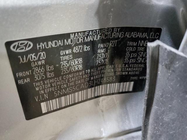 5NMS5CAD3LH248583 - 2020 HYUNDAI SANTA FE LIMITED SILVER photo 13