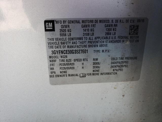 3GYFNCE30GS527601 - 2016 CADILLAC SRX PERFORMANCE COLLECTION Күміс фото 13