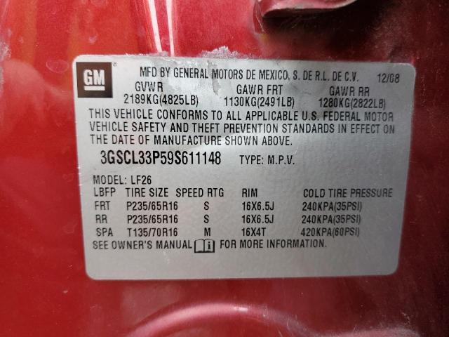 3GSCL33P59S611148 - 2009 SATURN VUE XE RED photo 14