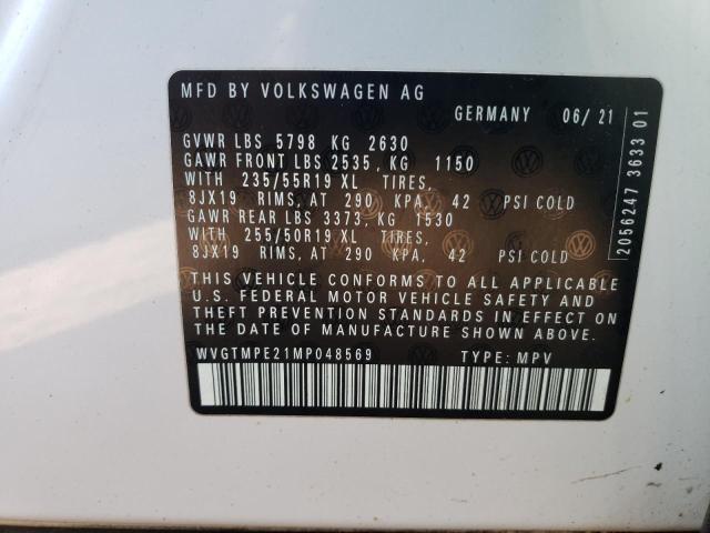 WVGTMPE21MP048569 - 2021 VOLKSWAGEN ID.4 PRO S WHITE photo 12