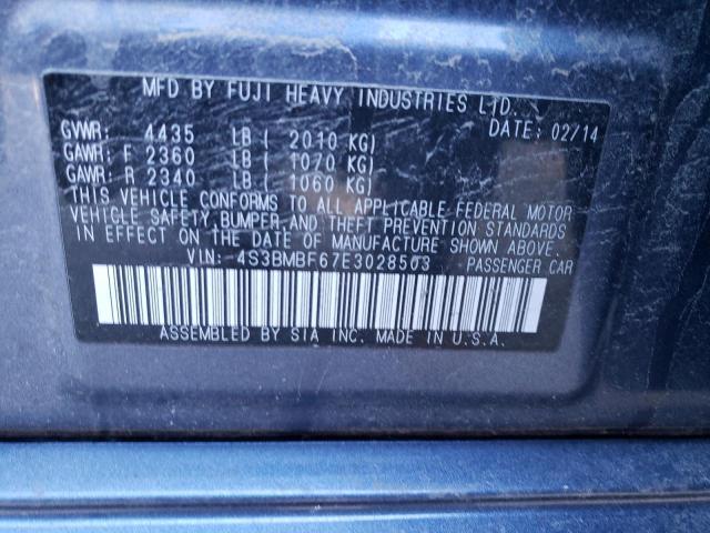 4S3BMBF67E3028503 - 2014 SUBARU LEGACY 2.5I PREMIUM BLUE photo 12