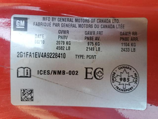 2G1FA1EV4A9228410 - 2010 CHEVROLET CAMARO LS RED photo 12