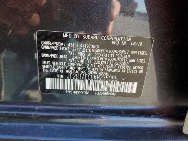 JF2GTAEC6KH235085 - 2019 SUBARU CROSSTREK PREMIUM 蓝色 照片 12