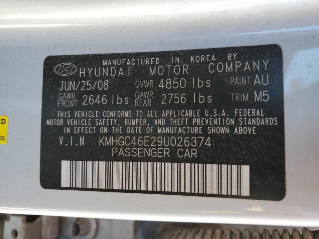 KMHGC46E29U026374 - 2009 HYUNDAI GENESIS 3.8L SILVER photo 12