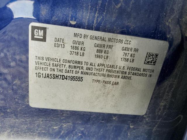 1G1JA5SH7D4195555 - 2013 CHEVROLET SONIC LS Mavi foto 12