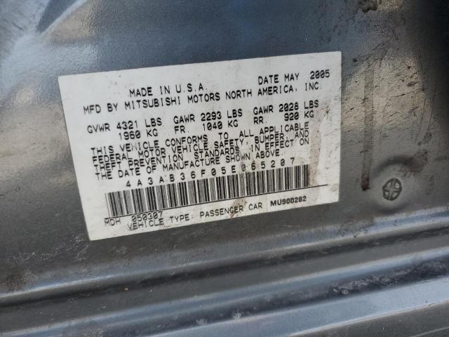 4A3AB36F05E065207 - 2005 MITSUBISHI GALANT ES MEDIUM GRAY photo 12