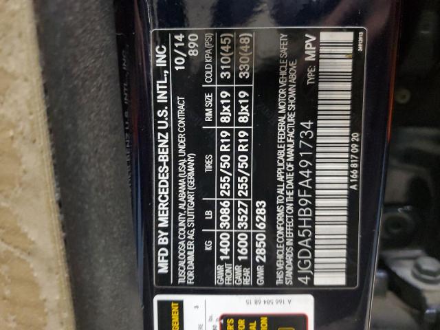 4JGDA5HB9FA491734 - 2015 MERCEDES-BENZ ML 350 4MATIC BLUE photo 13