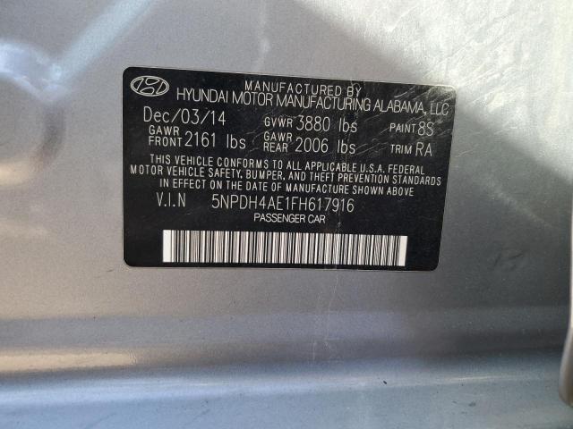 5NPDH4AE1FH617916 - 2015 HYUNDAI ELANTRA SE SILVER photo 12