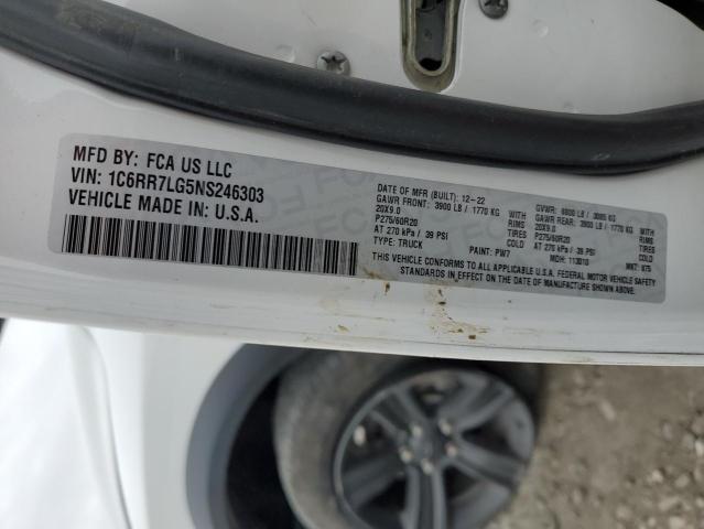 1C6RR7LG5NS246303 - 2022 RAM 1500 CLASS SLT 白色 照片 12