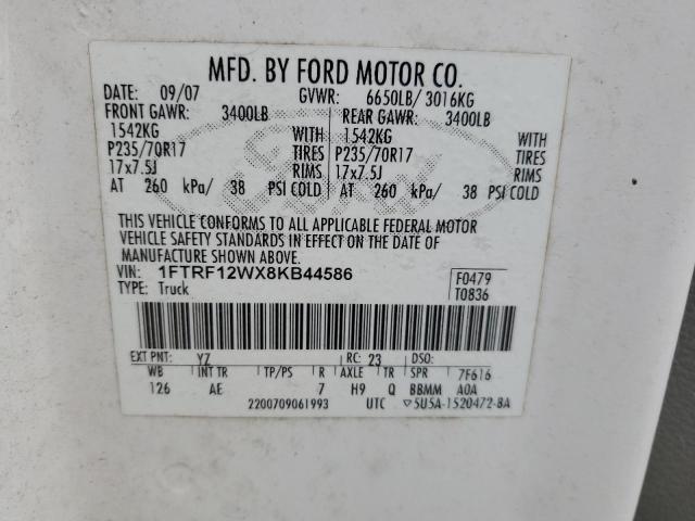 1FTRF12WX8KB44586 - 2008 FORD F150 WHITE photo 13