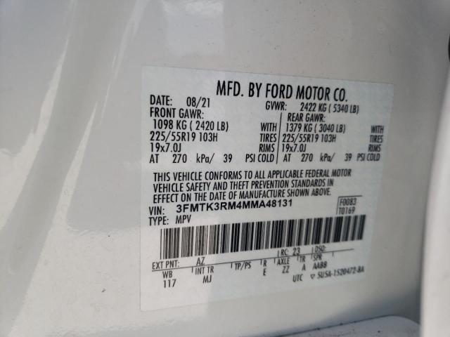 3FMTK3RM4MMA48131 - 2021 FORD MUSTANG MA PREMIUM WHITE photo 14