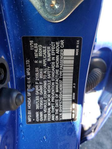 SHHFK7H55HU409037 - 2017 HONDA CIVIC EX BLUE photo 12