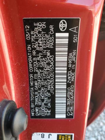 JTDKN3DU2C1534043 - 2012 TOYOTA PRIUS RED photo 12