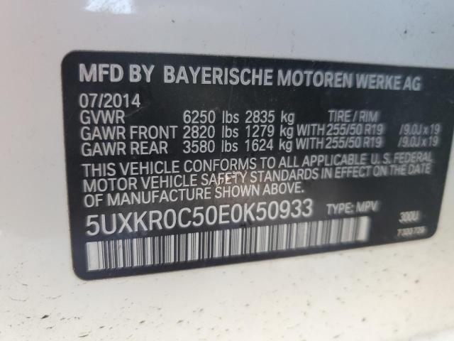 5UXKR0C50E0K50933 - 2014 BMW X5 XDRIVE35I WHITE photo 14