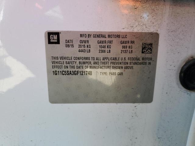 1G11C5SA3GF121748 - 2016 CHEVROLET MALIBU LIM LT 白色 照片 12