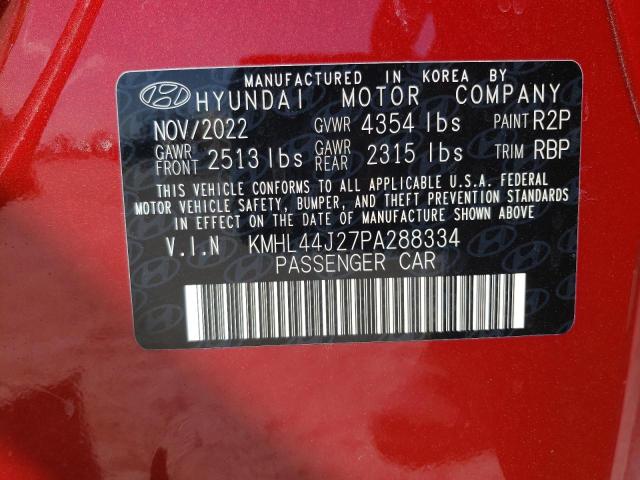 KMHL44J27PA288334 - 2023 HYUNDAI SONATA SEL PLUS RED photo 12