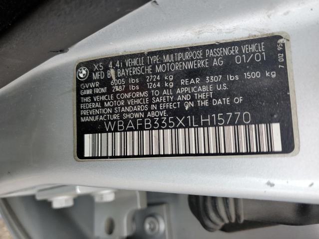 WBAFB335X1LH15770 - 2001 BMW X5 4.4I GRAY photo 13