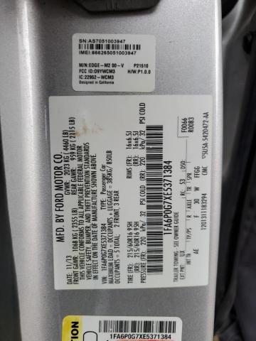 1FA6P0G7XE5371384 - 2014 FORD FUSION S SILVER photo 12