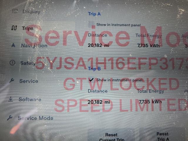 5YJSA1H16EFP31730 - 2014 TESLA MODEL S Կապույտ լուսանկար 9