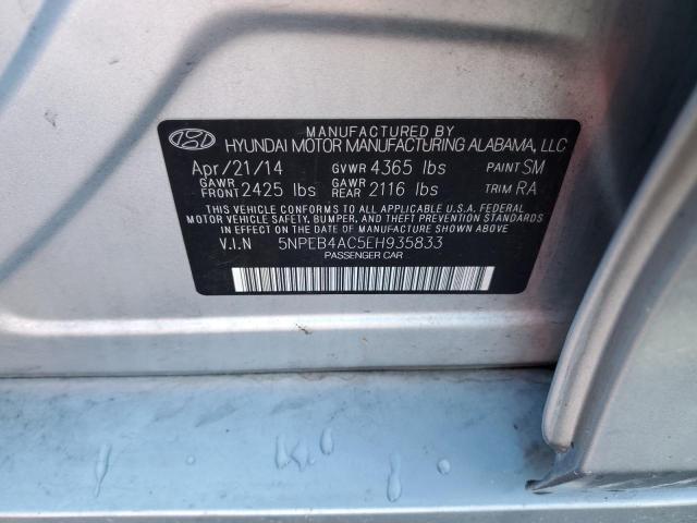 5NPEB4AC5EH935833 - 2014 HYUNDAI SONATA GLS SILVER photo 12