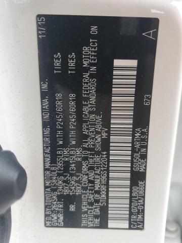 5TDKKRFH9GS122044 - 2016 TOYOTA HIGHLANDER XLE Ağ foto 14