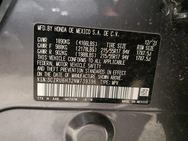 3CZRU6H32NM739396 - 2022 HONDA HR-V LX CHARCOAL photo 13