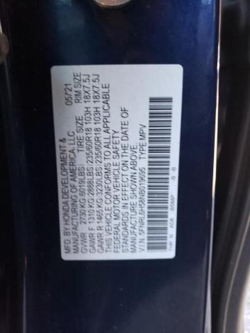 5FNRL6H58NB019695 - 2022 HONDA ODYSSEY EX BLUE photo 13