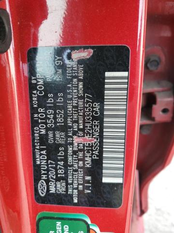 KMHCT5AE2HU335577 - 2017 HYUNDAI ACCENT SE RED photo 13