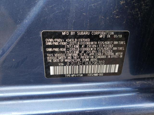 JF2GTAEC3K8296703 - 2019 SUBARU CROSSTREK PREMIUM 蓝色 照片 13